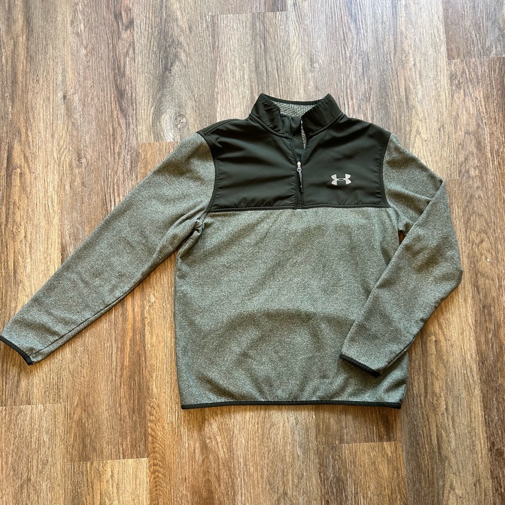 Under Armour Olive Green Performance Jacket with Mock Neck and Quarter-Zip